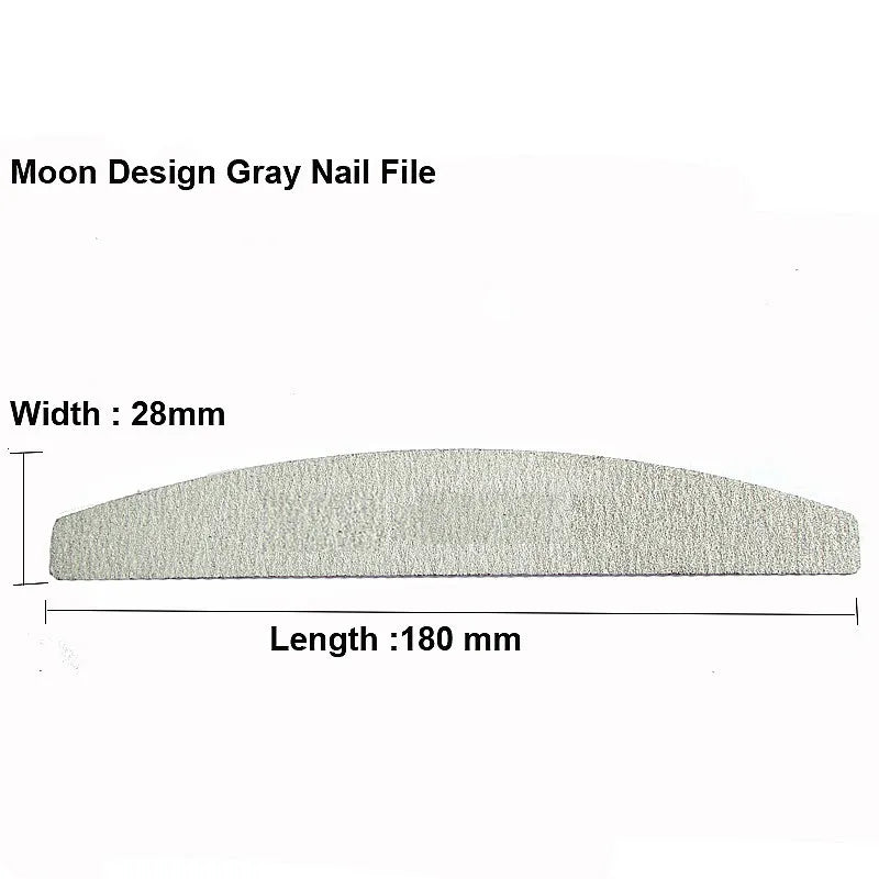 5Pcs/lot Professional Nail Files 100/180 Buffer Double Side Gray Color Curve Banana Nail Art Care Tools High Quality Necok