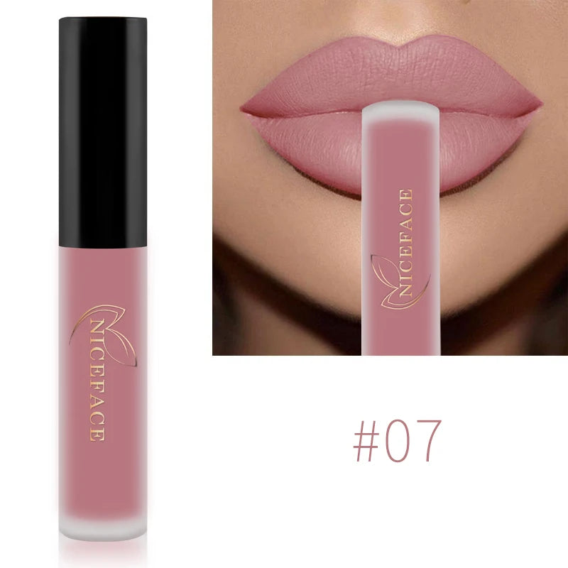 NICEFACE Waterproof Lip Gloss Nude Matte Liquid Lipstick Long Lasting Lipgloss Lip Glace Black Lipstick Lip Tint Free Shipping