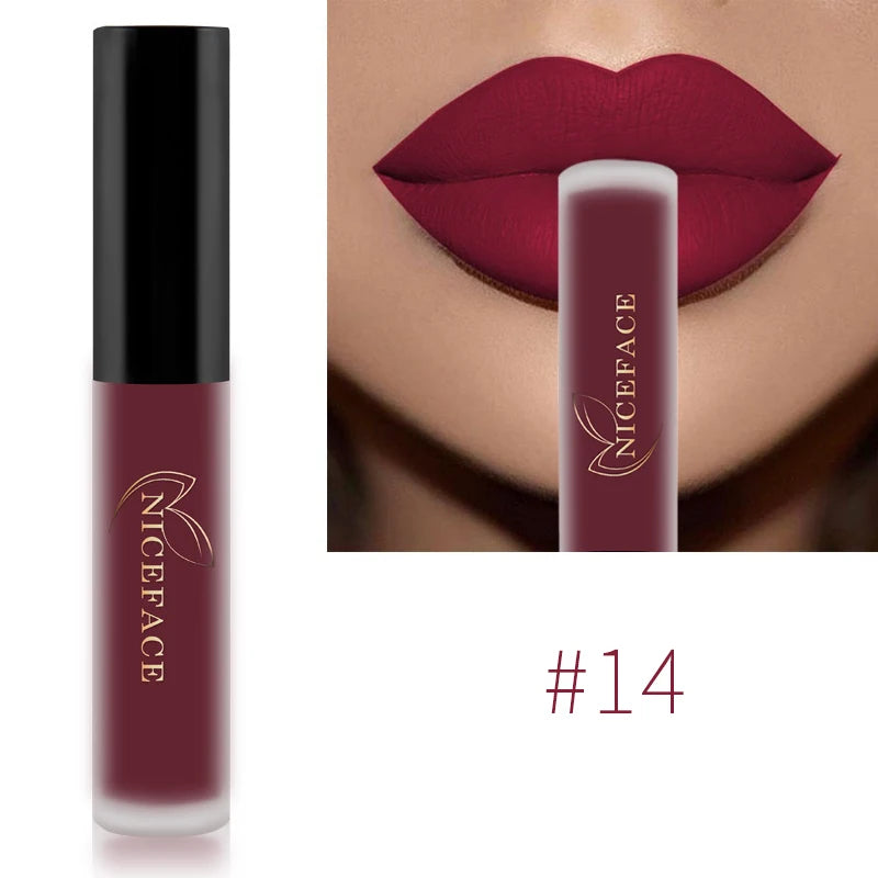 NICEFACE Waterproof Lip Gloss Nude Matte Liquid Lipstick Long Lasting Lipgloss Lip Glace Black Lipstick Lip Tint Free Shipping