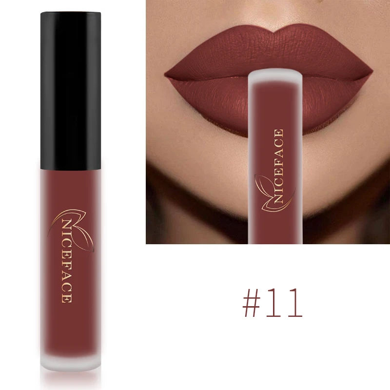 NICEFACE Waterproof Lip Gloss Nude Matte Liquid Lipstick Long Lasting Lipgloss Lip Glace Black Lipstick Lip Tint Free Shipping