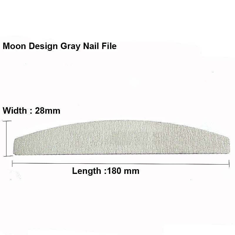 5Pcs/lot Professional Nail Files 100/180 Buffer Double Side Gray Color Curve Banana Nail Art Care Tools High Quality Necok