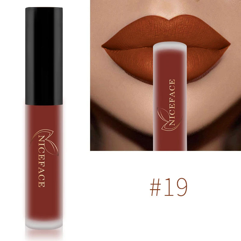 NICEFACE Waterproof Lip Gloss Nude Matte Liquid Lipstick Long Lasting Lipgloss Lip Glace Black Lipstick Lip Tint Free Shipping