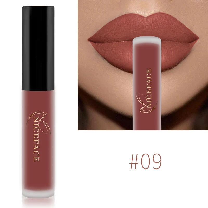 NICEFACE Waterproof Lip Gloss Nude Matte Liquid Lipstick Long Lasting Lipgloss Lip Glace Black Lipstick Lip Tint Free Shipping