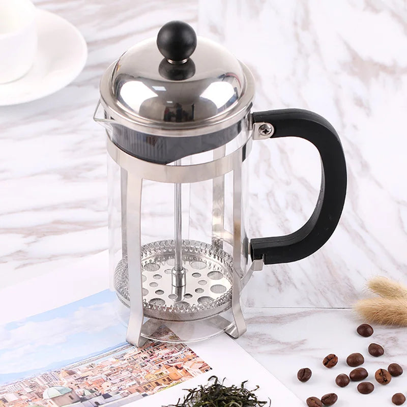 French Presses Coffee Pot Practical Coffee Maker Multifunctional Durable Coffee Kettle Teapot Stainless Steel Glass Coffeeware