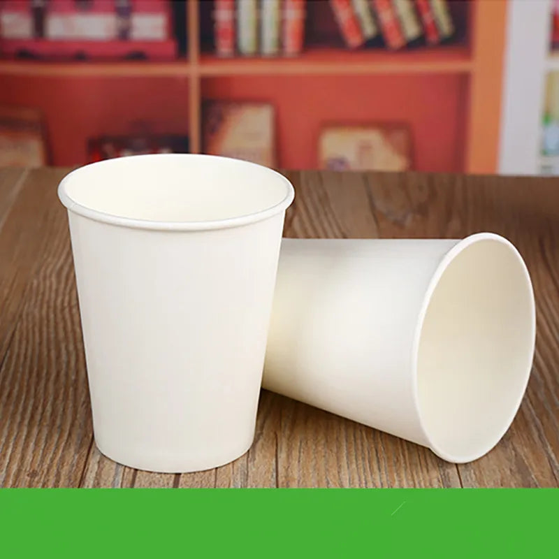 100pcs/Pack 250ml Pure White Paper Cups Disposable Coffee Tea Milk Cup Drinking Accessories Party Supplies Accept Customize