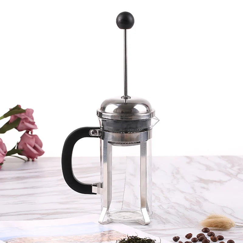 French Presses Coffee Pot Practical Coffee Maker Multifunctional Durable Coffee Kettle Teapot Stainless Steel Glass Coffeeware