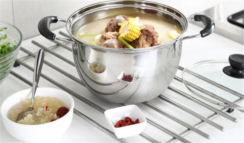 Stainless Steel pot Double Bottom Soup Pot Nonmagnetic Cooking Multi purpose Cookware Non stick Pan induction cooker used pot