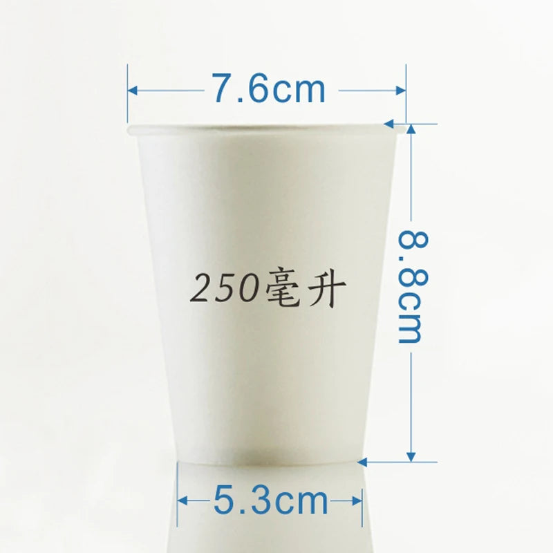 100pcs/Pack 250ml Pure White Paper Cups Disposable Coffee Tea Milk Cup Drinking Accessories Party Supplies Accept Customize