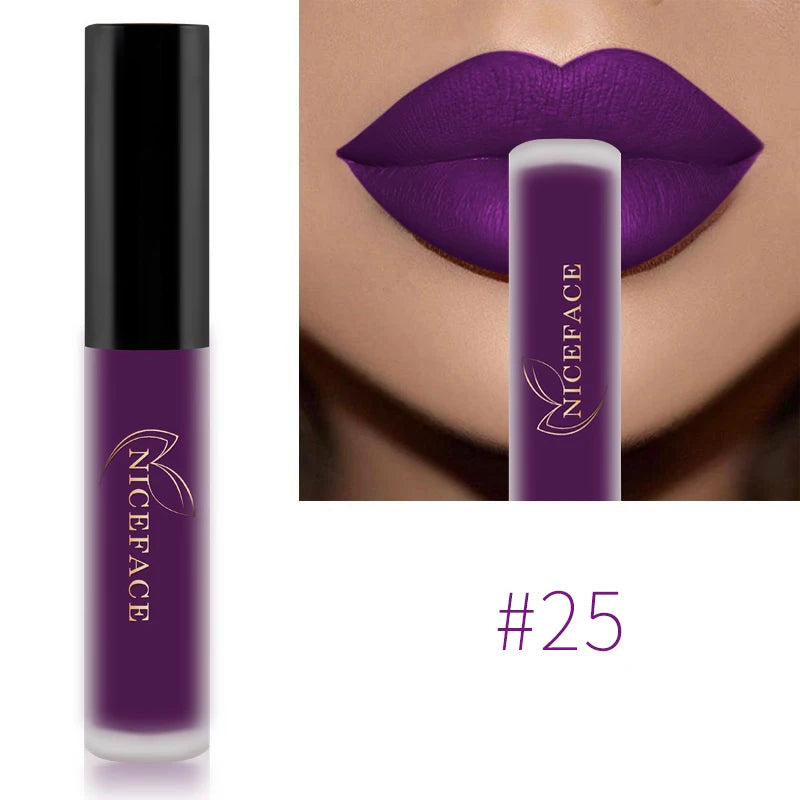 NICEFACE Waterproof Lip Gloss Nude Matte Liquid Lipstick Long Lasting Lipgloss Lip Glace Black Lipstick Lip Tint Free Shipping