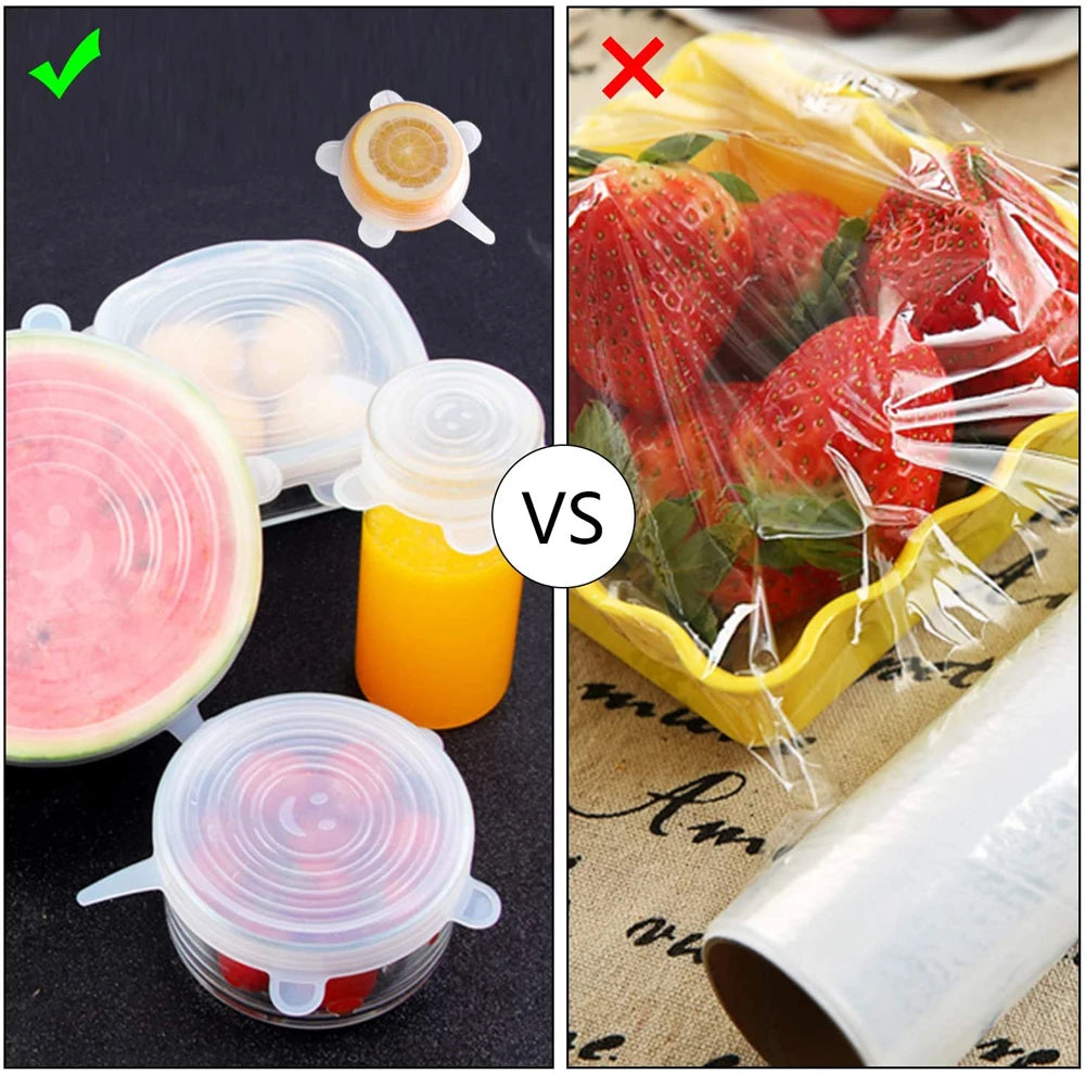 Silicone Cover Stretch Lids Reusable Airtight Food Wrap Covers Keeping Fresh Seal Bowl Stretchy Wrap Cover Kitchen Cookware