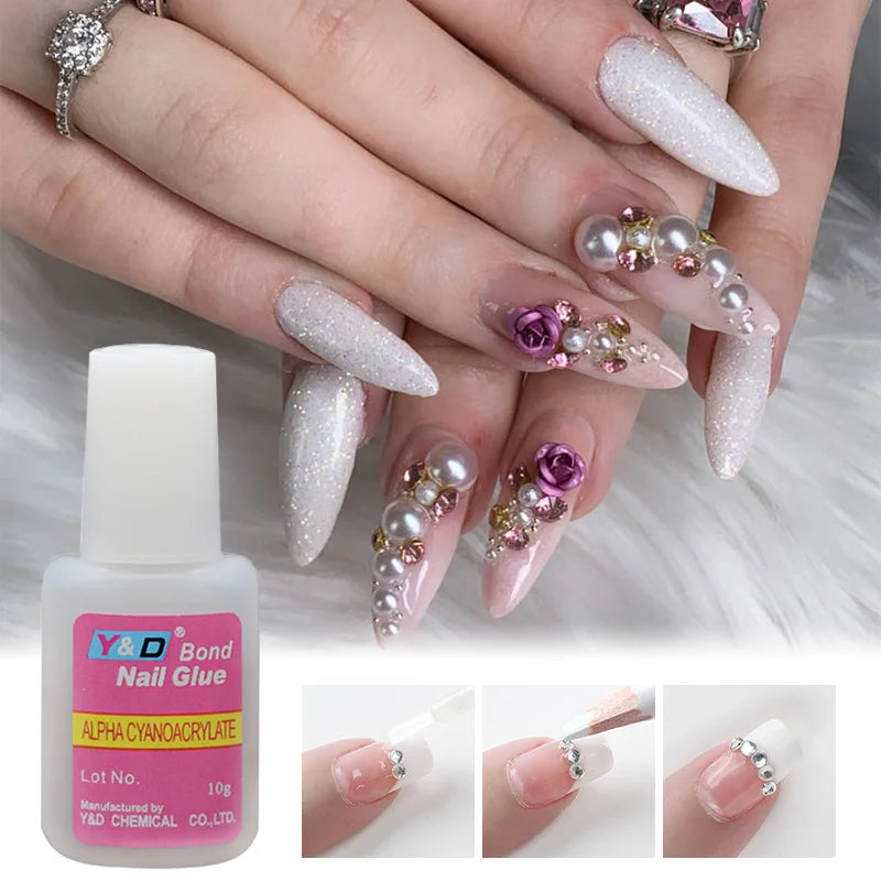 10g Fast Drying Nail Glue for False Nails Glitter Acrylic Nail Rhinestone Decoration Extension Glue Adhensive Nail Care Tool