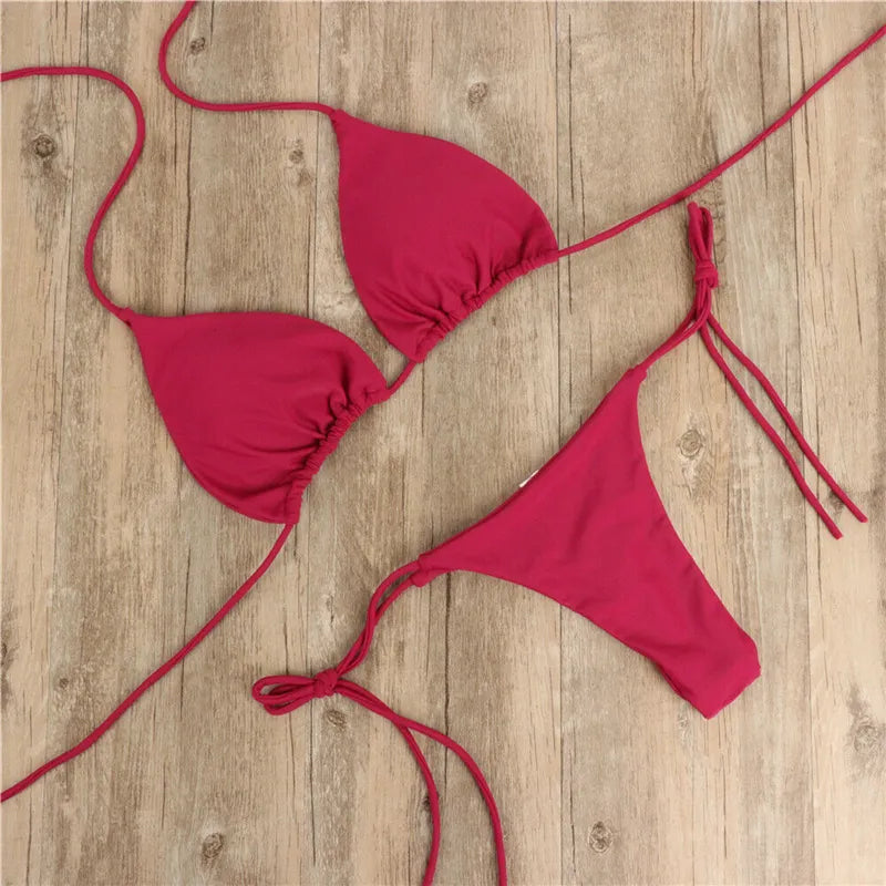 Brazilian Swimsuit - Bikini Set Push-up - Padded Bra - Thong - Two Pieces