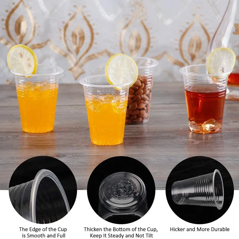 50/100 Pcs Transparent Plastic Disposable Cup Party 8 Oz Small Wine Glass Transparent Durable Drinking Cup Tea Cup Coffee Cups