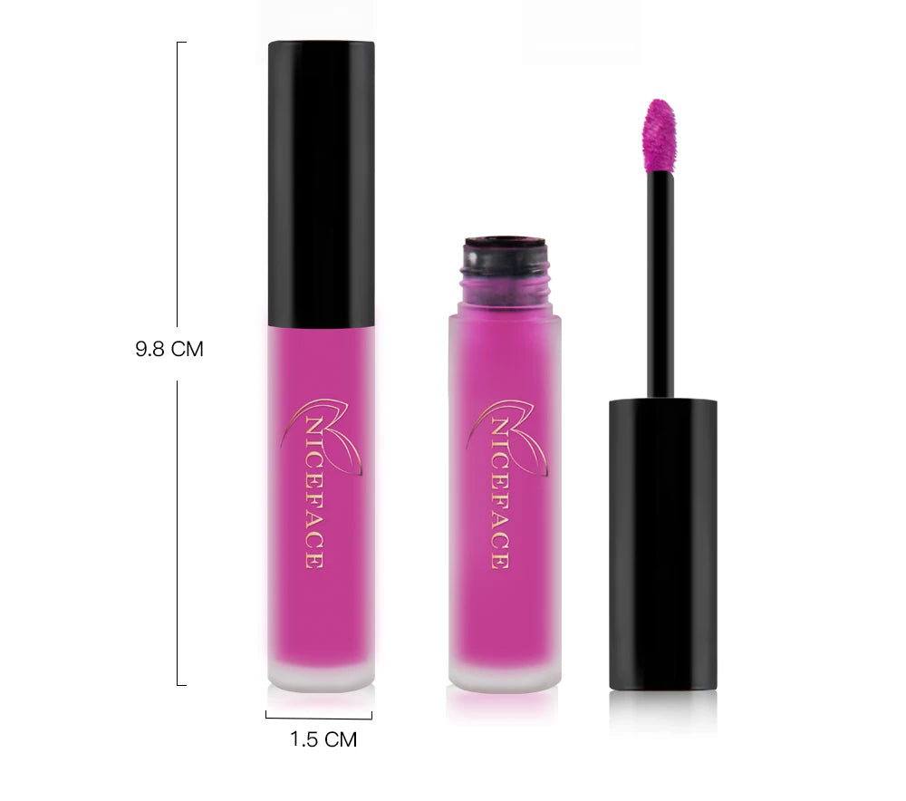 NICEFACE Hot Color Lip Gloss Waterproof Matt Lipgloss Lasting Nude Liquid Lipstick Cosmetic Sexy Women Lip Tint Makeup Lip Stain