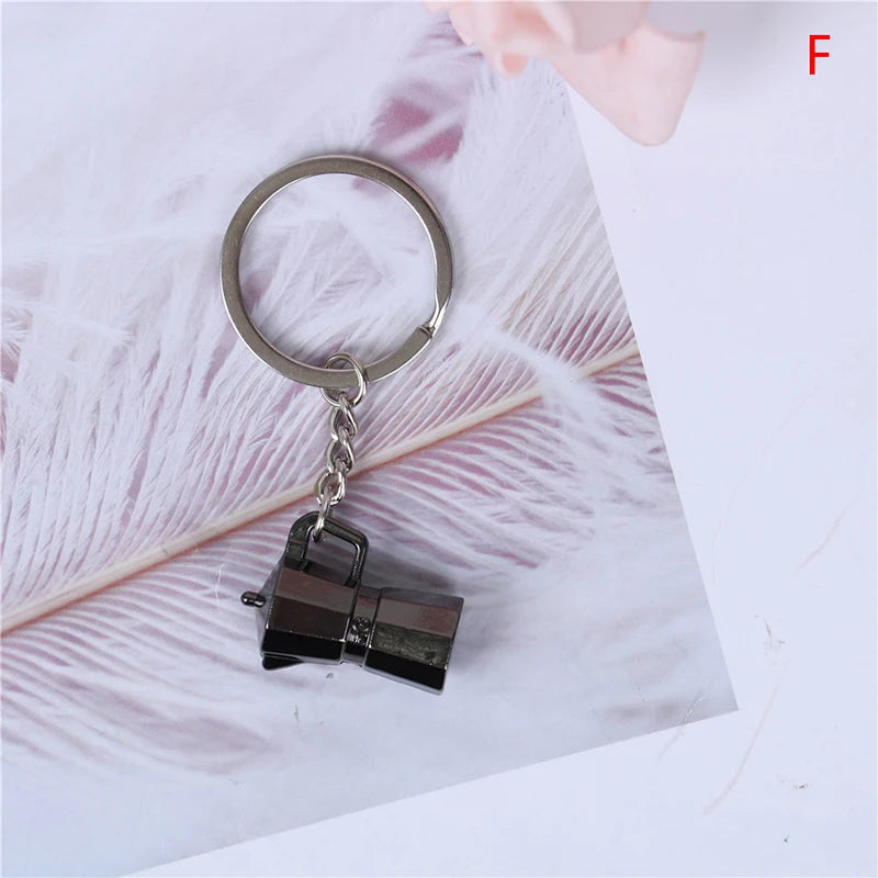 1PCS Creative Coffee Keychain Portable Coffee Machine Pitcher Keyring Coffee Handle Keyring Portable Coffeeware Accessories Gift