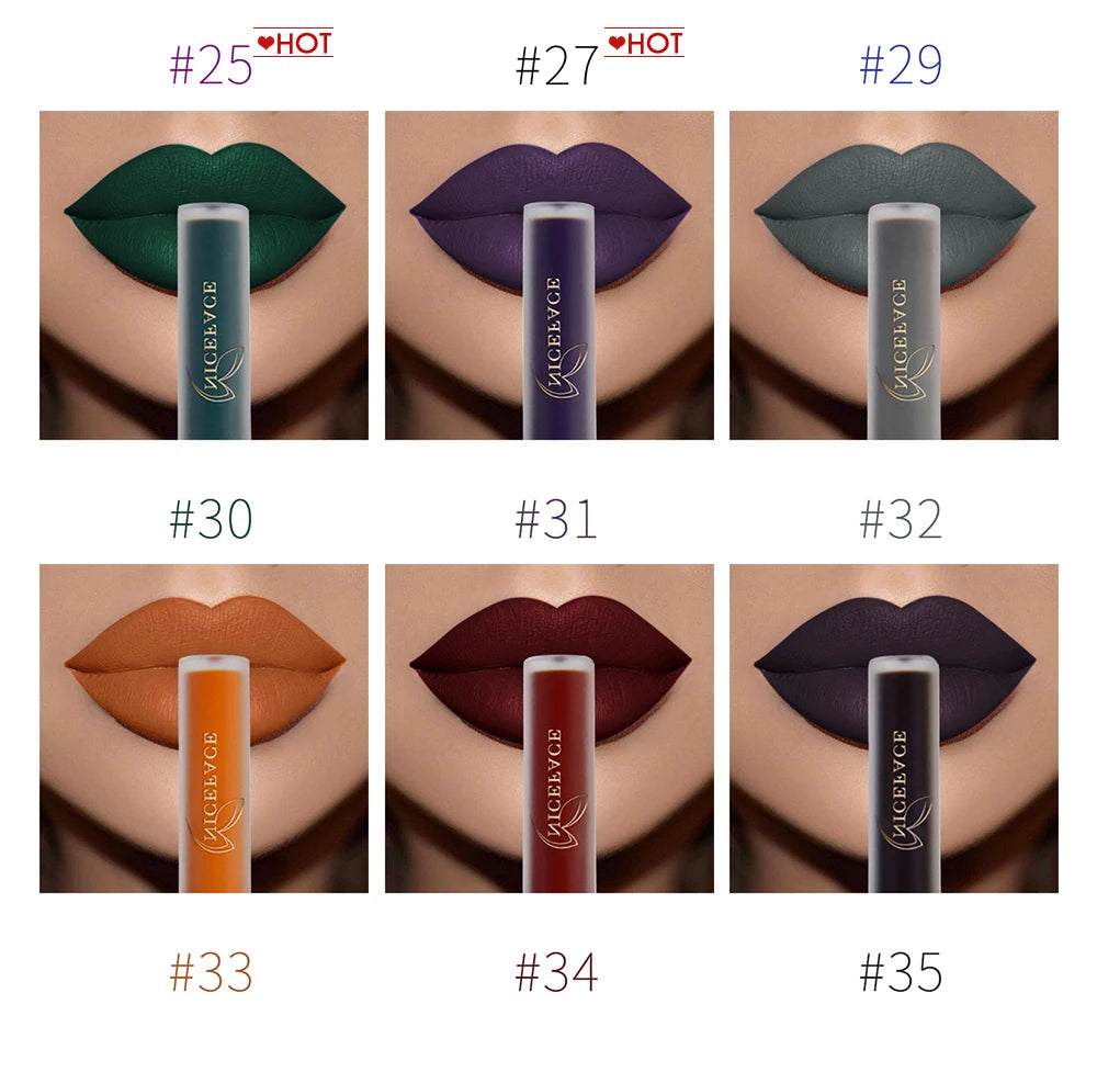 NICEFACE Hot Color Lip Gloss Waterproof Matt Lipgloss Lasting Nude Liquid Lipstick Cosmetic Sexy Women Lip Tint Makeup Lip Stain