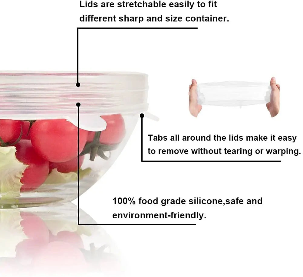 Silicone Cover Stretch Lids Reusable Airtight Food Wrap Covers Keeping Fresh Seal Bowl Stretchy Wrap Cover Kitchen Cookware