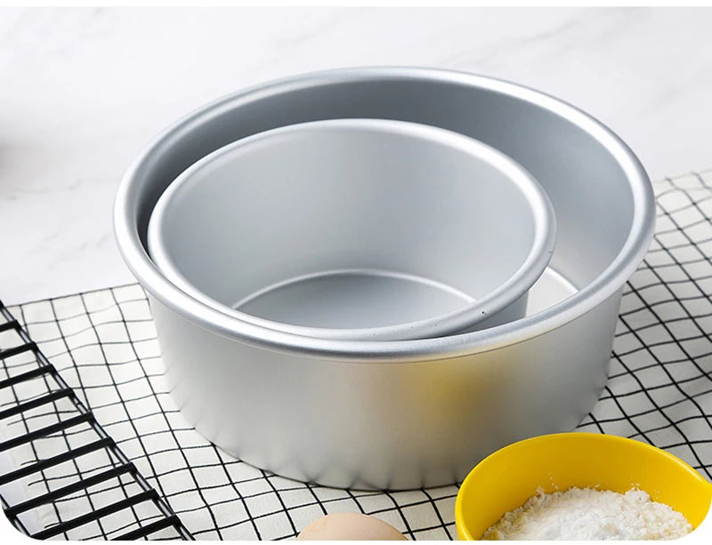 Aluminum Alloy Die Round 4/6/8/10/12 Inch Cake Mold Solid Bottom Cake Template Baking Dish Baking Mould Pan Bakeware Tools