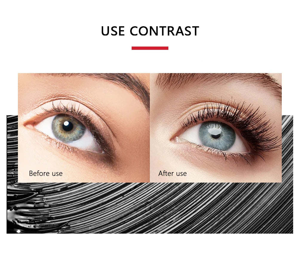 QIBEST Black Mascara Eyelashes Mascara 4D Silky Eyelashes Lengthening Eyelashes Makeup Waterproof Mascara Volume Eye Cosmetics