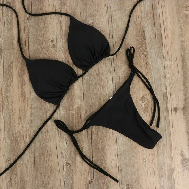 Brazilian Swimsuit - Bikini Set Push-up - Padded Bra - Thong - Two Pieces