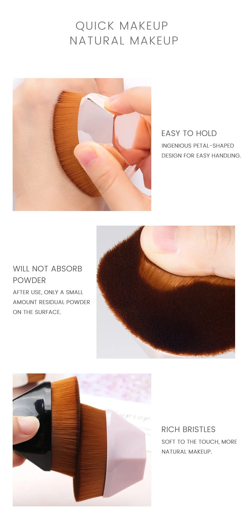 1 Magic Foundation Brush Flat Top Kabuki Hexagonal Blush Foundation Brush for Cream or Flawless Foundation