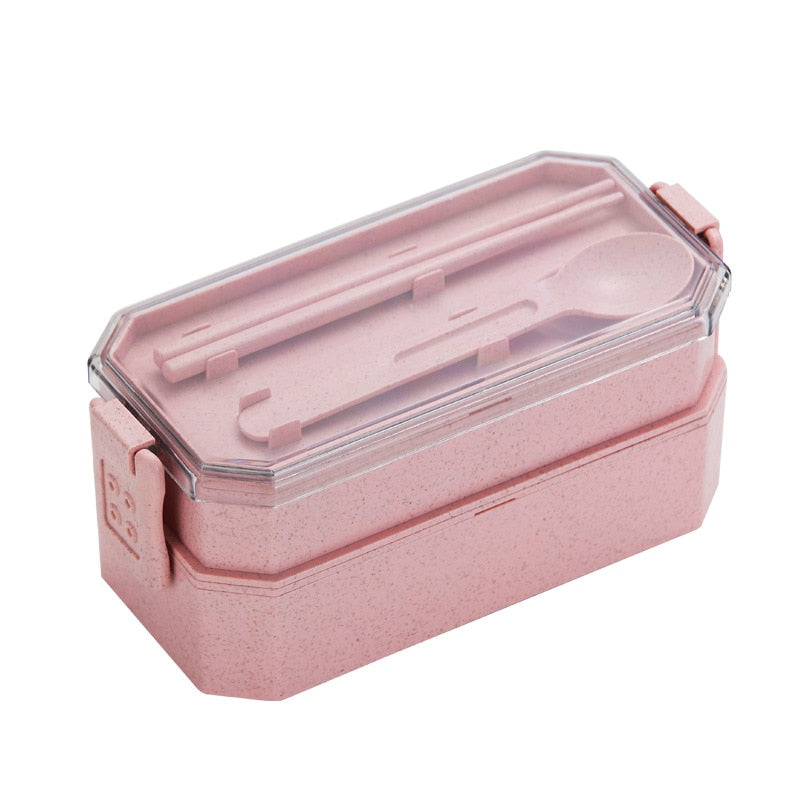 Two Layer Lunch Box with Utensils