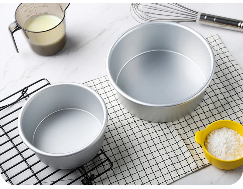 Aluminum Alloy Die Round 4/6/8/10/12 Inch Cake Mold Solid Bottom Cake Template Baking Dish Baking Mould Pan Bakeware Tools