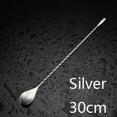 Cocktail Spoon Bar Spoon Stainless Steel Mixing Spiral Pattern Bar Teadrop Spoon  Bar Tool Bartender Tools