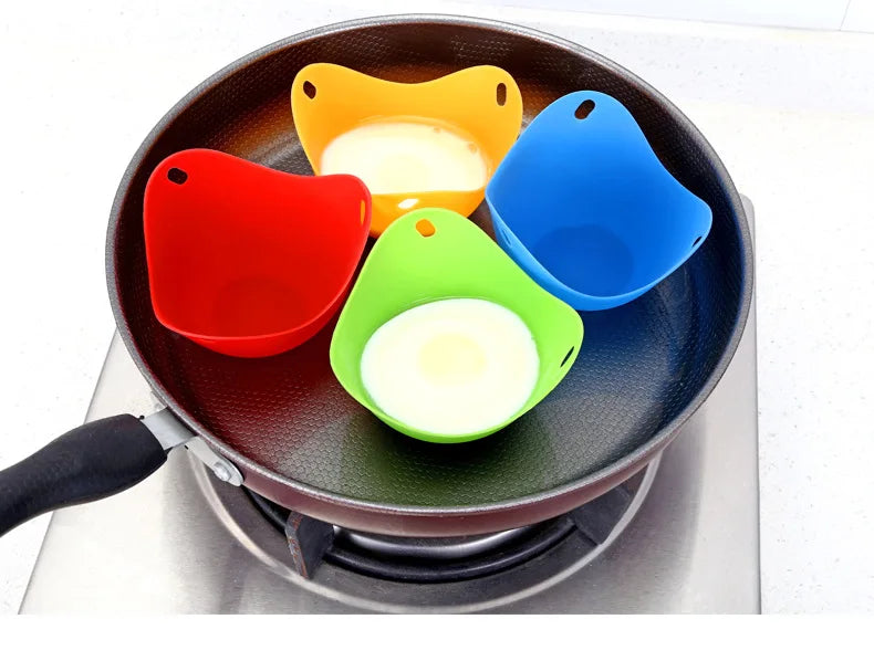 Egg Poachers Silicone Molds Cooker Tools Pancake Cookware Bakeware Steam Eggs Plate Tray Healthy Novel Kitchen Accessories