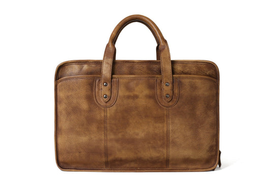 Handmade Vintage Full Grain Leather Mens Briefcase, 16'' Laptop Bag,