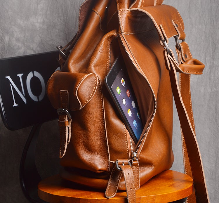 Large Leather Backpack Handmade Vintage Men Travel Backpack  NP03