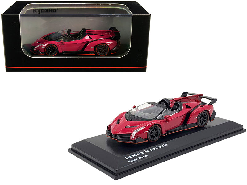 Lamborghini Veneno Roadster Magenta with Red Line 1/64 Diecast Model