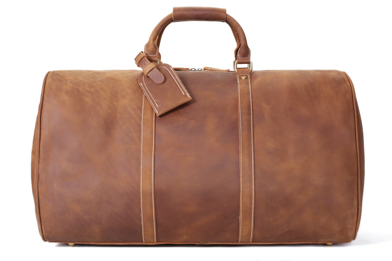 Handmade Large Vintage Full Grain Leather Travel Bag, Duffle Bag,