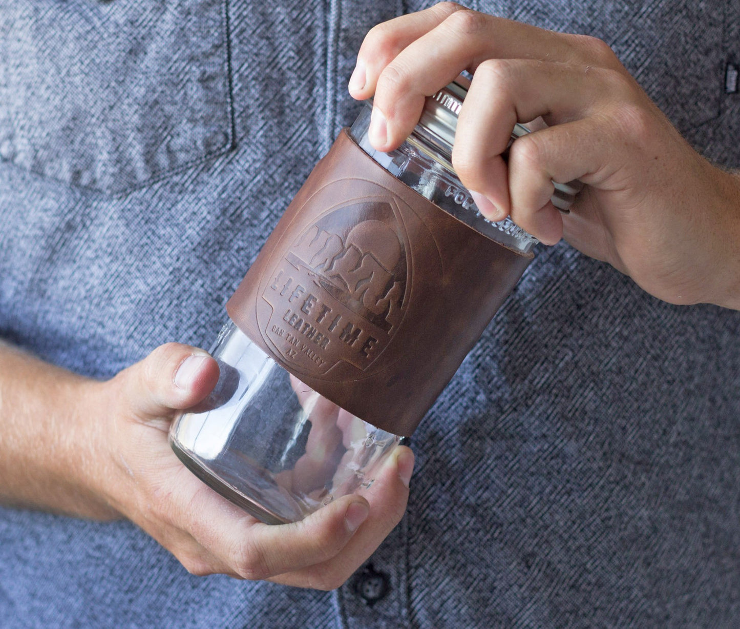 Leather Mason Jar Coozie