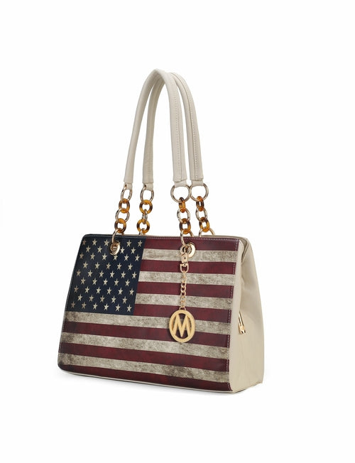 Nevaeh Vegan Leather patriotic pattern Women Shoulder Bag