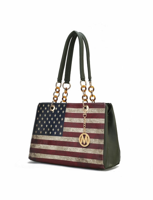 Nevaeh Vegan Leather patriotic pattern Women Shoulder Bag