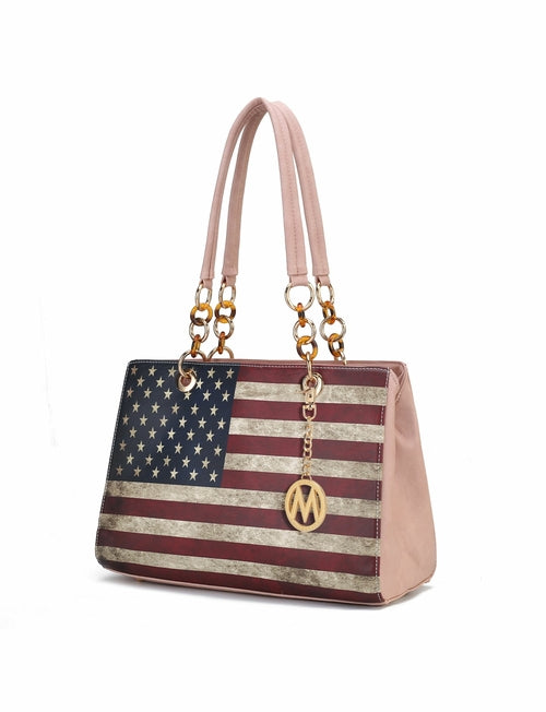 Nevaeh Vegan Leather patriotic pattern Women Shoulder Bag