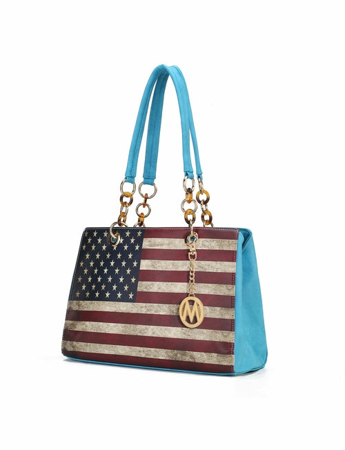 Nevaeh Vegan Leather patriotic pattern Women Shoulder Bag