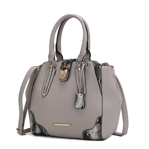 Lorena Snake embossed Vegan Leather Women Satchel Handbag