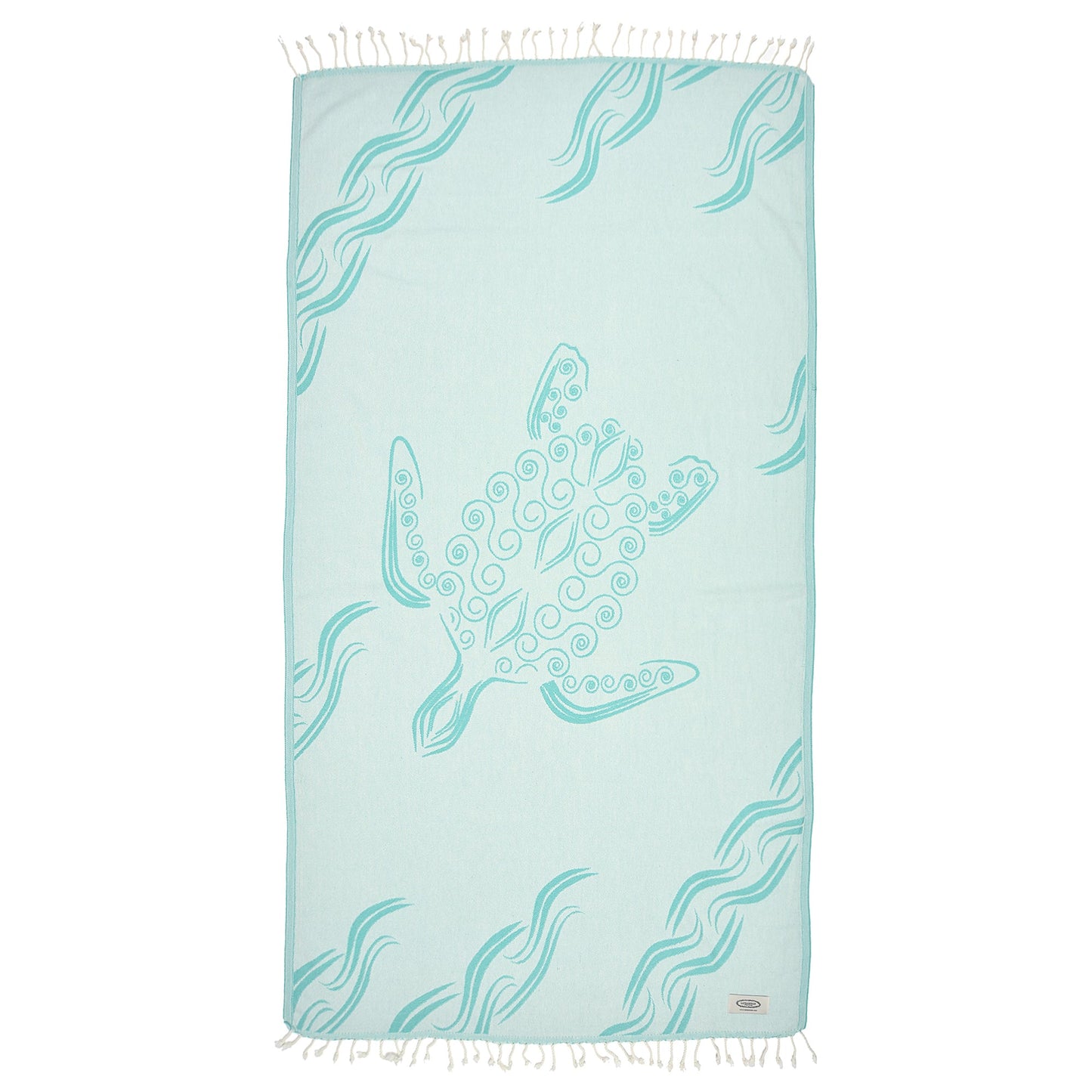 Exclusive Turquoise Turtle Peshtemal Pure Cotton Beach Towel