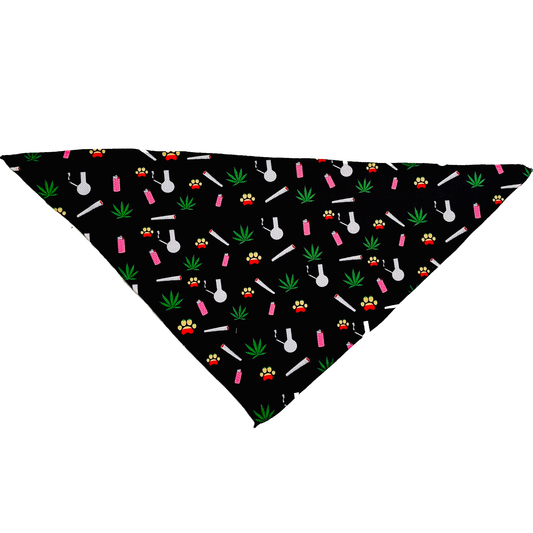 Marijuana Black Tie On Dog Bandana