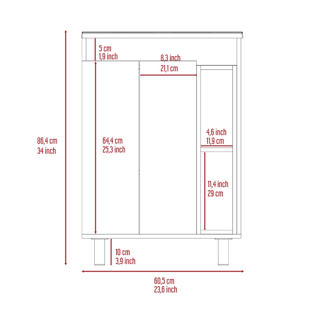 Vanity Akron, Double Door Cabinet, White Finish