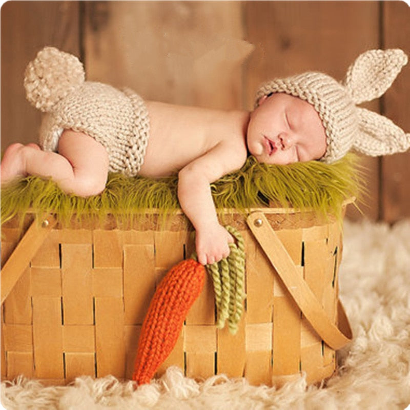 Wool Crochet Newborn Bunny Costume