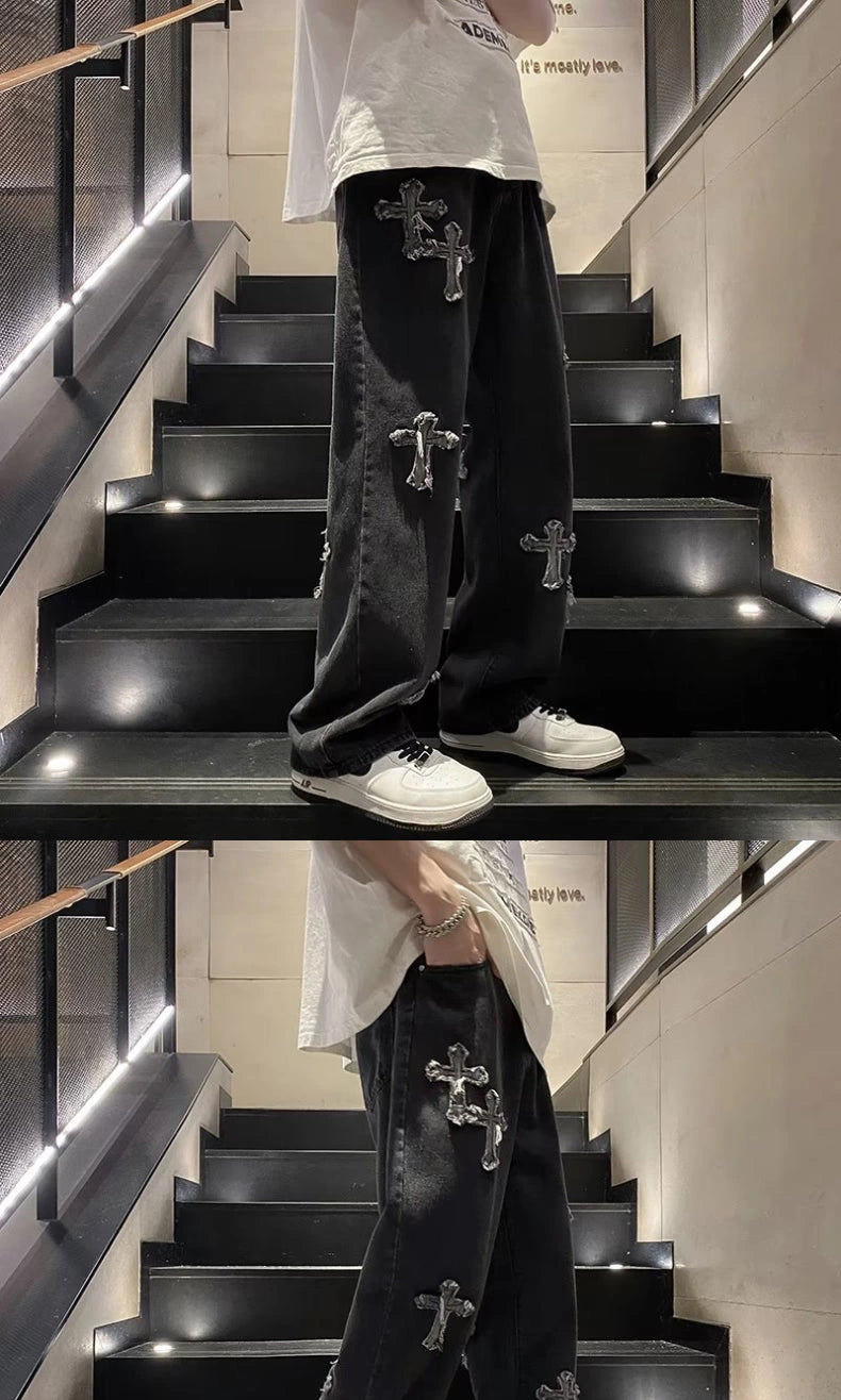 Fashion Brand Cross Spring and Summer Washed Hiphop Jeans