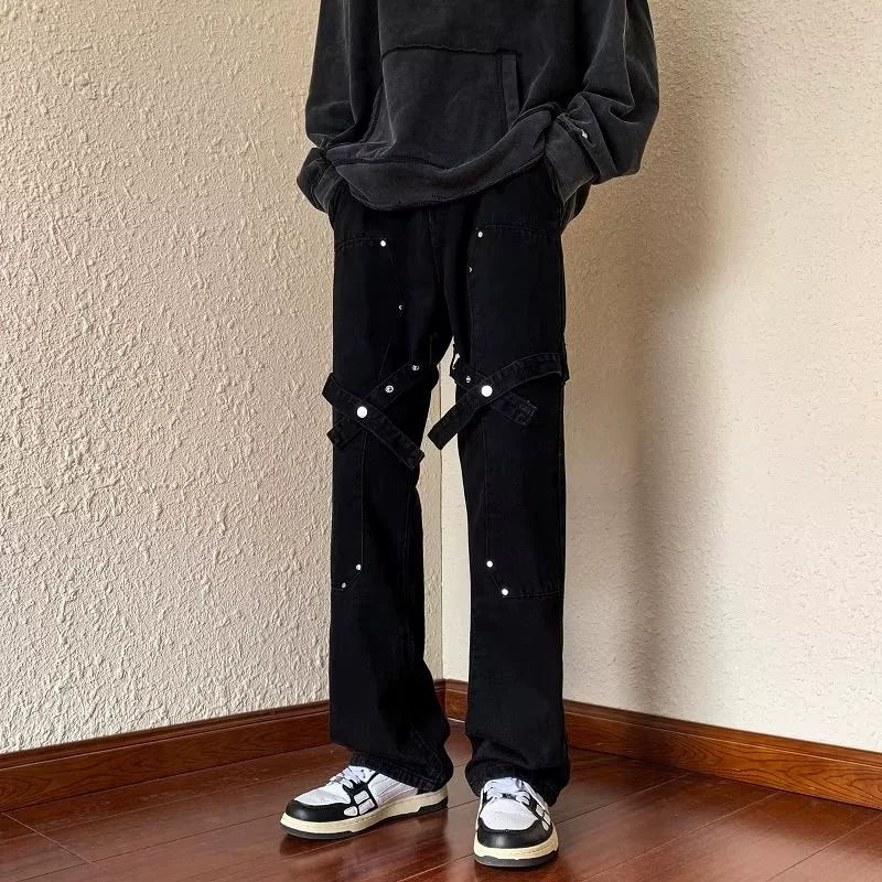 Trendy Stylish Black Strap Hiphop Pants