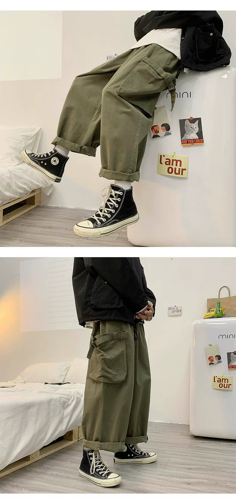 Hip Hop Wide Leg Large Pocket High Street Handsome Casual Pants