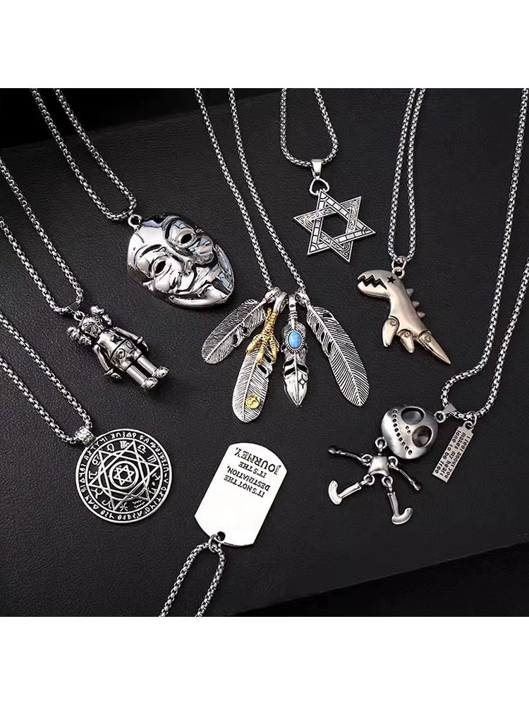 Easiest for Match Disco Jumping Stylish Men's Necklace Pendant Ins Hip Hop Titanium Steel Pendant Sweatshirt Chain Female Fashion Accessories/Ornaments