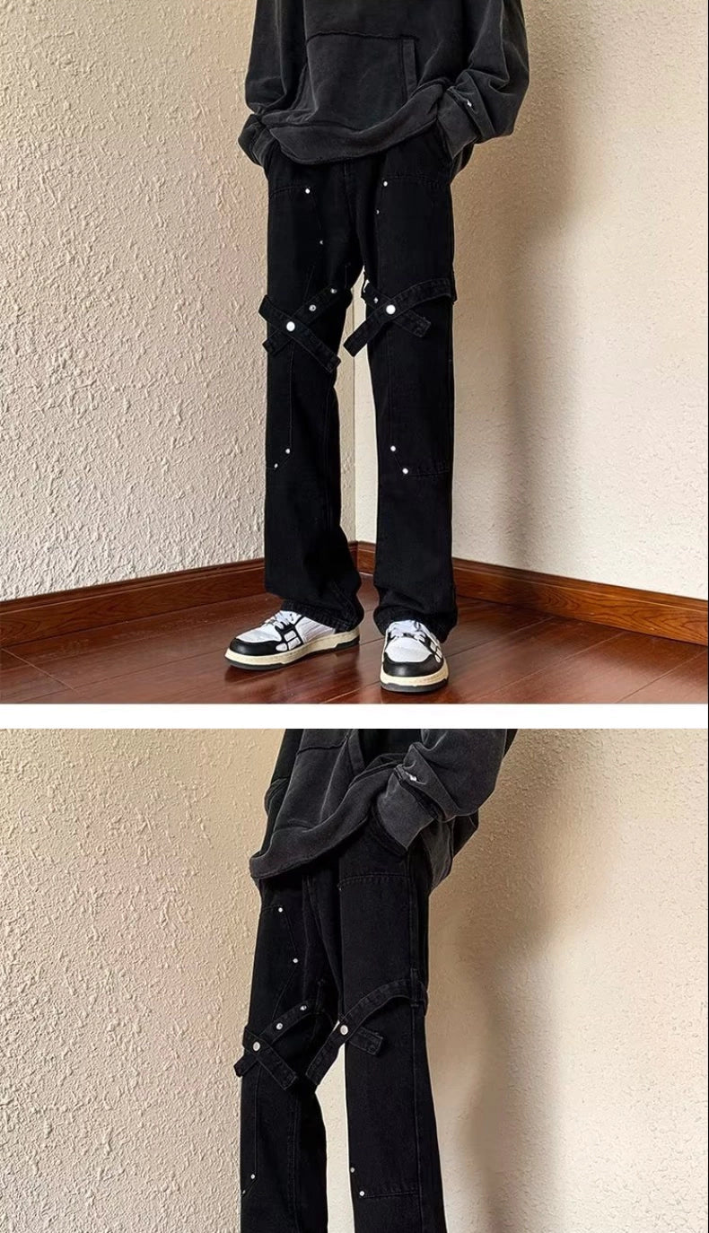 Trendy Stylish Black Strap Hiphop Pants