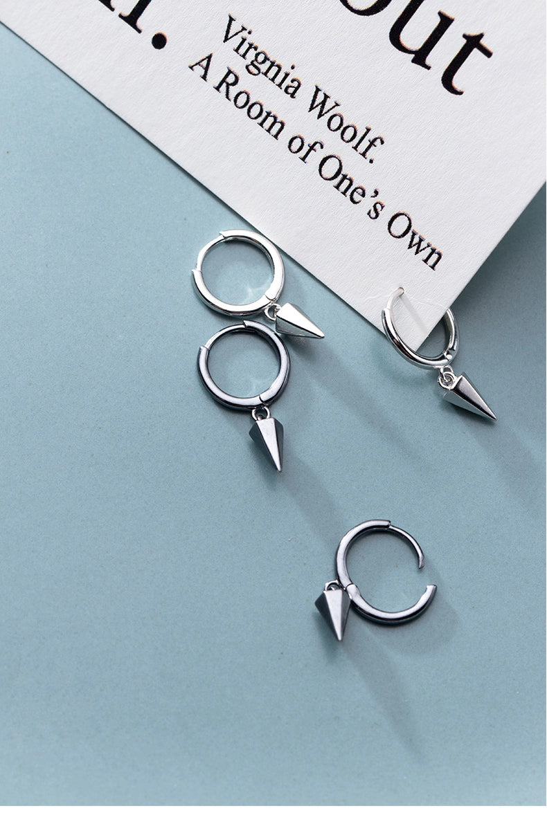 Trendy Black 925 Sterling Silver Women's Ins Hip-Hop Ear Ring