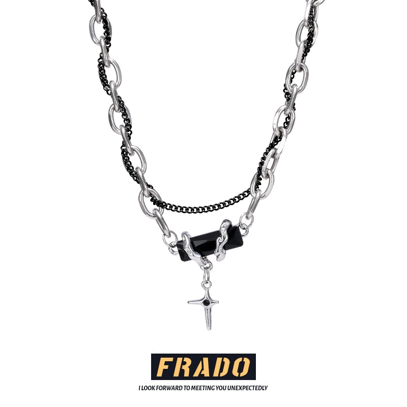 Titanium Steel Fashion Brand Hip-Hop Cross Men's and Women's Necklace